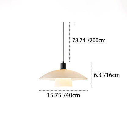 Modern Minimalist Flying Saucer Glass Shade Iron 1-Light Pendant Light For Living Room