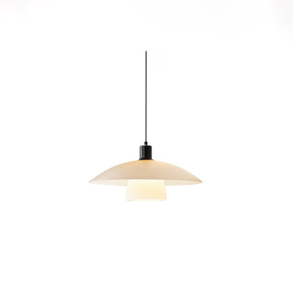 Modern Minimalist Flying Saucer Glass Shade Iron 1-Light Pendant Light For Living Room