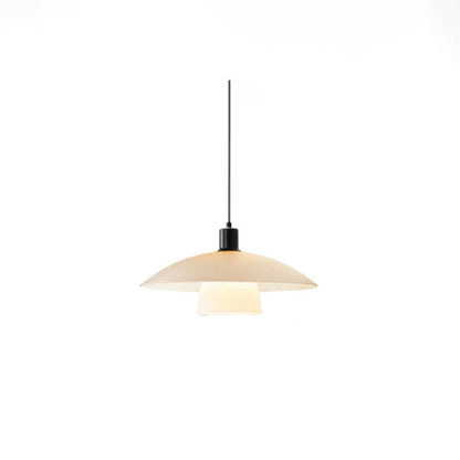Modern Minimalist Flying Saucer Glass Shade Iron 1-Light Pendant Light For Living Room