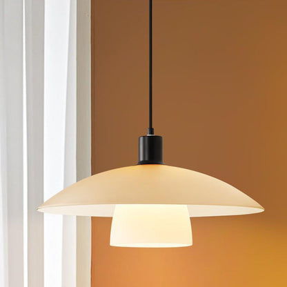Modern Minimalist Flying Saucer Glass Shade Iron 1-Light Pendant Light For Living Room