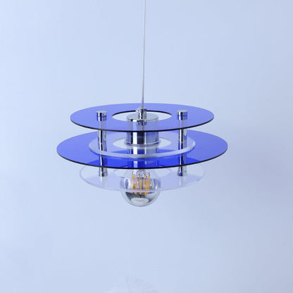 Contemporary Nordic Iron Acrylic Triple Disc Shape 1-Light Pendant Light For Bedroom