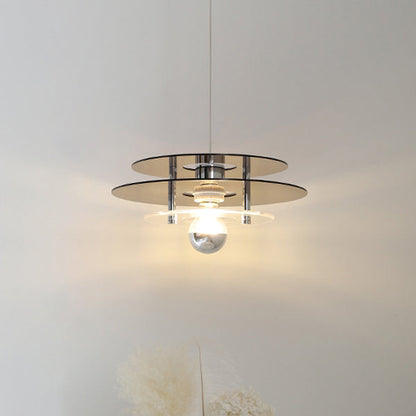 Contemporary Nordic Iron Acrylic Triple Disc Shape 1-Light Pendant Light For Bedroom