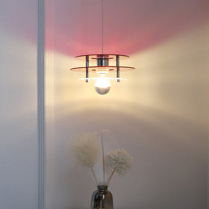 Contemporary Nordic Iron Acrylic Triple Disc Shape 1-Light Pendant Light For Bedroom