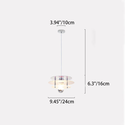 Contemporary Nordic Iron Acrylic Triple Disc Shape 1-Light Pendant Light For Bedroom