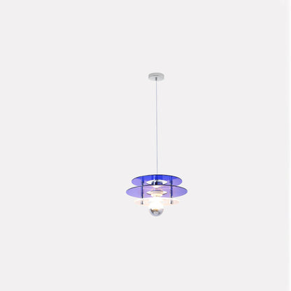 Contemporary Nordic Iron Acrylic Triple Disc Shape 1-Light Pendant Light For Bedroom