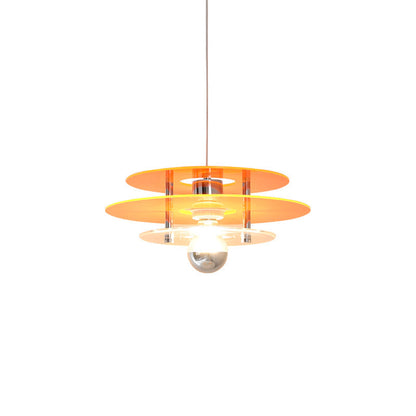 Contemporary Nordic Iron Acrylic Triple Disc Shape 1-Light Pendant Light For Bedroom