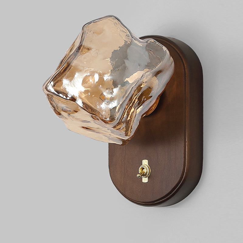 Contemporary Retro Oval Ice Cube Shape Glass 1-Light Wall Sconce Lamp For Living Room