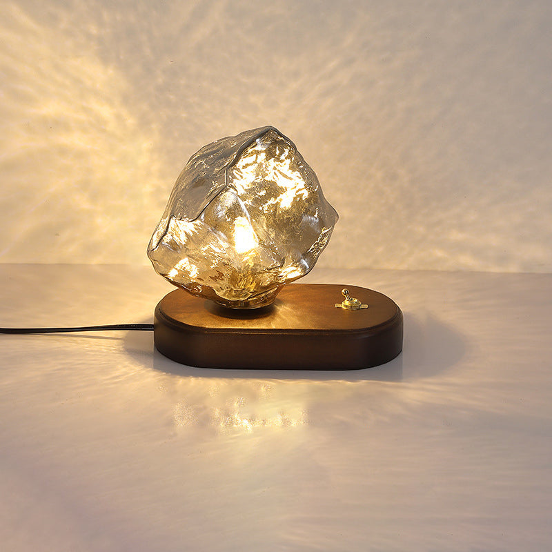 Contemporary Retro Oval Ice Cube Shape Glass 1-Light Table Lamp For Bedroom