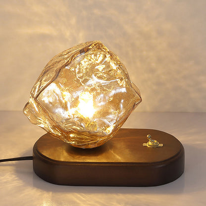 Contemporary Retro Oval Ice Cube Shape Glass 1-Light Table Lamp For Bedroom