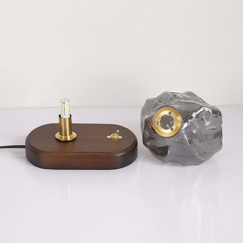 Contemporary Retro Oval Ice Cube Shape Glass 1-Light Table Lamp For Bedroom