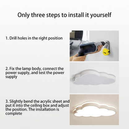 Contemporary Nordic Cloud Iron Acrylic LED Flush Mount Ceiling Light For Bedroom