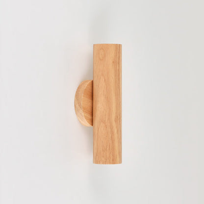 Contemporary Nordic Rotatable Cylindrical Wood LED Wall Sconce Lamp For Living Room