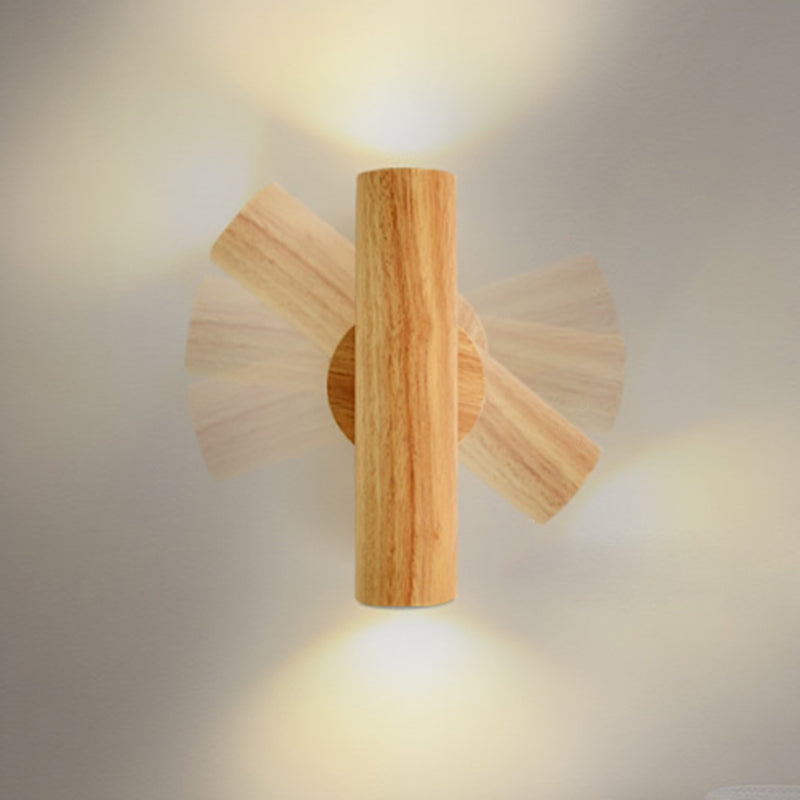 Contemporary Nordic Rotatable Cylindrical Wood LED Wall Sconce Lamp For Living Room