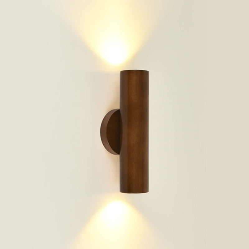 Contemporary Nordic Rotatable Cylindrical Wood LED Wall Sconce Lamp For Living Room