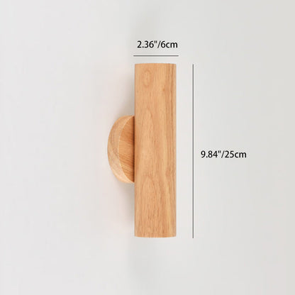 Contemporary Nordic Rotatable Cylindrical Wood LED Wall Sconce Lamp For Living Room