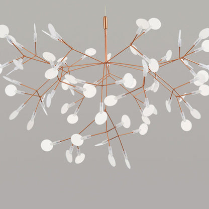 Contemporary Creative Round Branch Firefly Acrylic Stainless Steel LED Chandelier For Bedroom