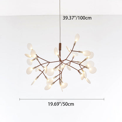 Contemporary Creative Round Branch Firefly Acrylic Stainless Steel LED Chandelier For Bedroom