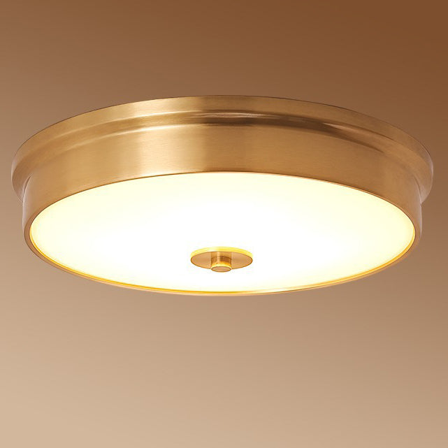 Modern Luxury Round Brass Glass LED Flush Mount Ceiling Light For Living Room