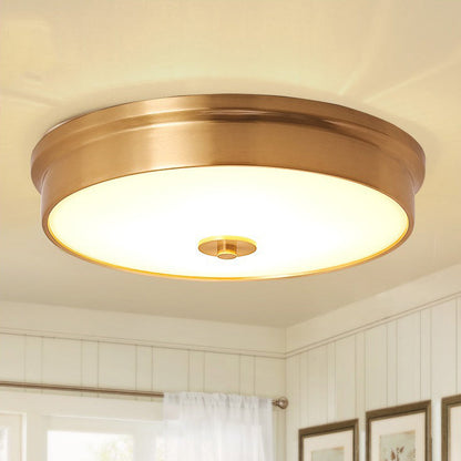Modern Luxury Round Brass Glass LED Flush Mount Ceiling Light For Living Room