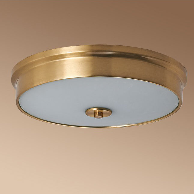 Modern Luxury Round Brass Glass LED Flush Mount Ceiling Light For Living Room