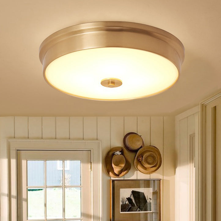 Modern Luxury Round Brass Glass LED Flush Mount Ceiling Light For Living Room