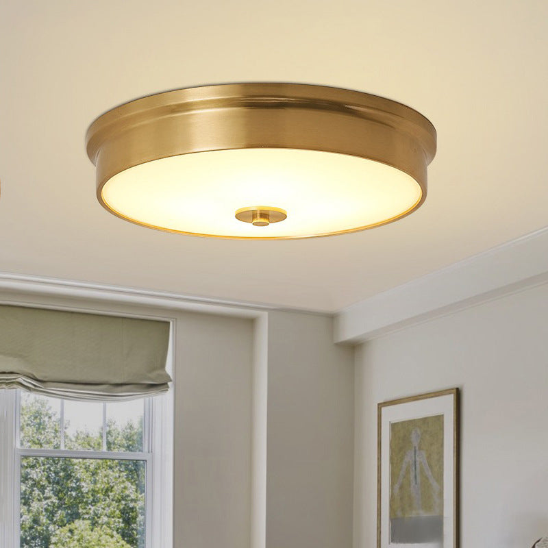 Modern Luxury Round Brass Glass LED Flush Mount Ceiling Light For Living Room