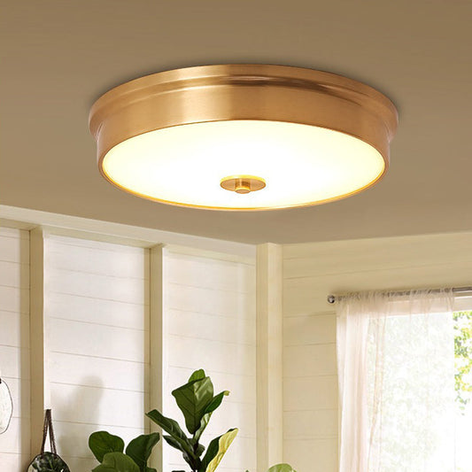 Modern Luxury Round Brass Glass LED Flush Mount Ceiling Light For Living Room