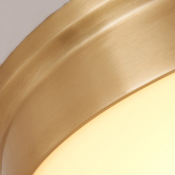 Modern Luxury Round Brass Glass LED Flush Mount Ceiling Light For Living Room