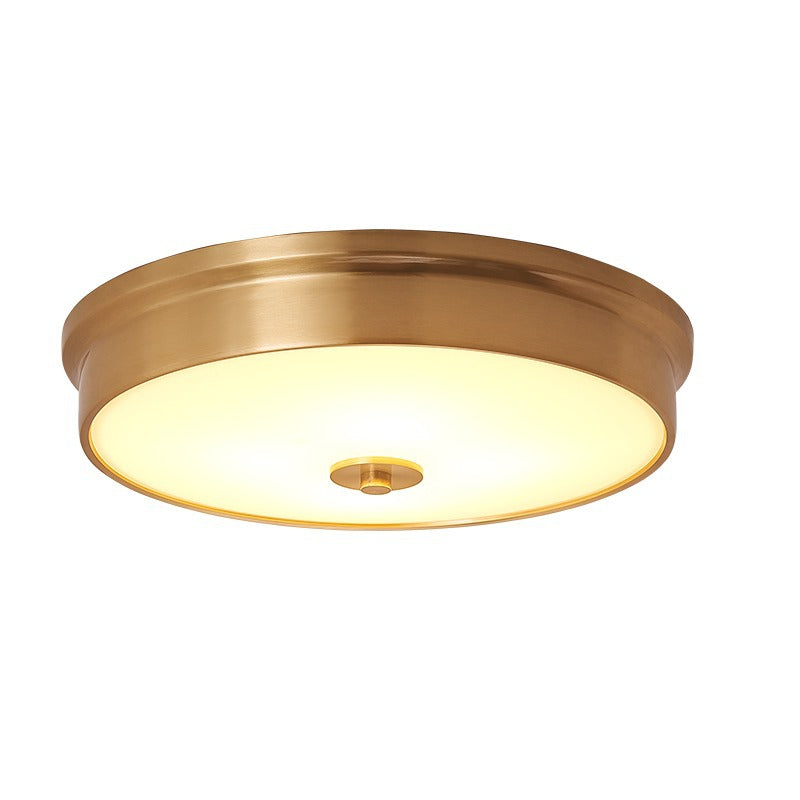 Modern Luxury Round Brass Glass LED Flush Mount Ceiling Light For Living Room