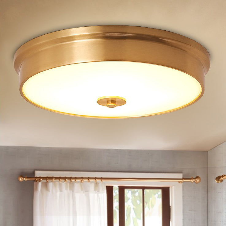 Modern Luxury Round Brass Glass LED Flush Mount Ceiling Light For Living Room