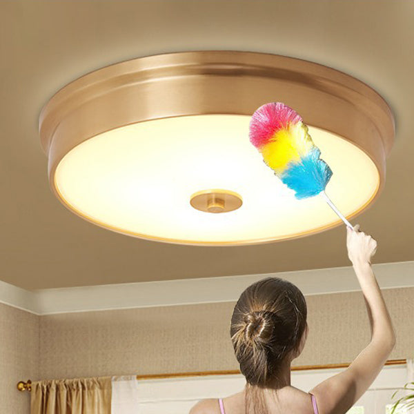 Modern Luxury Round Brass Glass LED Flush Mount Ceiling Light For Living Room