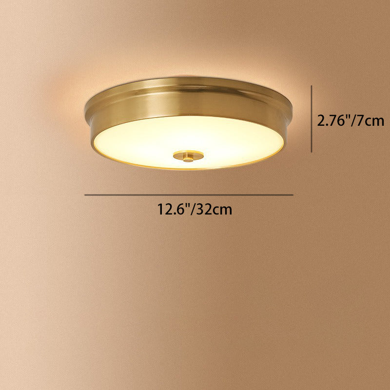 Modern Luxury Round Brass Glass LED Flush Mount Ceiling Light For Living Room
