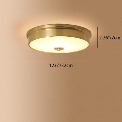 Modern Luxury Round Brass Glass LED Flush Mount Ceiling Light For Living Room
