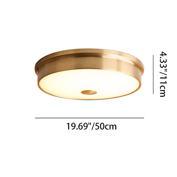 Modern Luxury Round Brass Glass LED Flush Mount Ceiling Light For Living Room