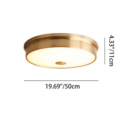 Modern Luxury Round Brass Glass LED Flush Mount Ceiling Light For Living Room