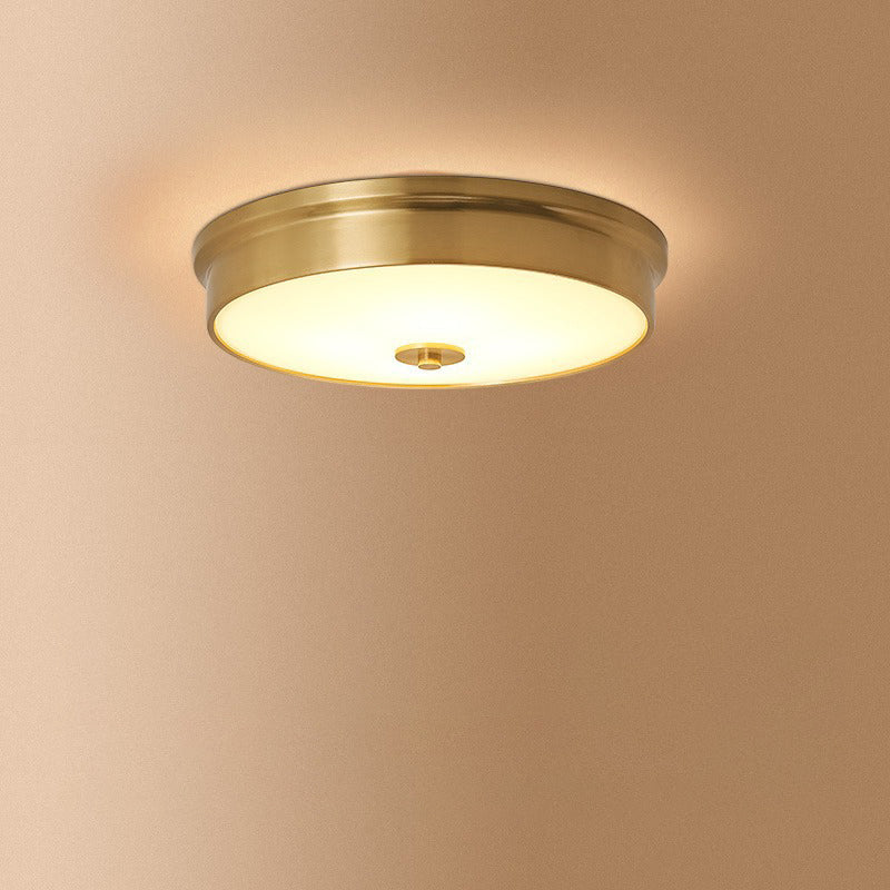 Modern Luxury Round Brass Glass LED Flush Mount Ceiling Light For Living Room