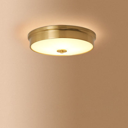 Modern Luxury Round Brass Glass LED Flush Mount Ceiling Light For Living Room
