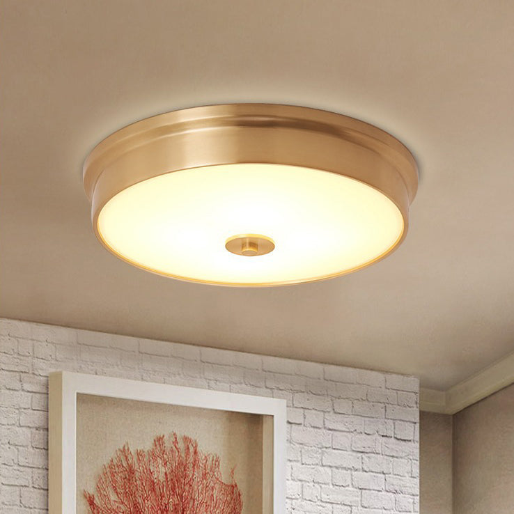 Modern Luxury Round Brass Glass LED Flush Mount Ceiling Light For Living Room