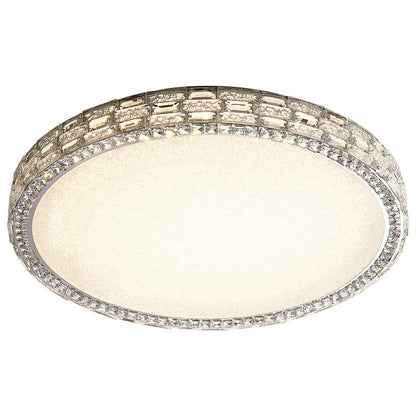 Modern Luxury Round Acrylic Stainless Steel Crystal LED Flush Mount Ceiling Light For Living Room