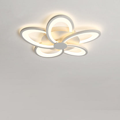 مصباح سقف LED شبه مسطح من الأكريليك على شكل ورقة طاحونة هوائية دائرية الشكل بتصميم معاصر لغرفة النوم