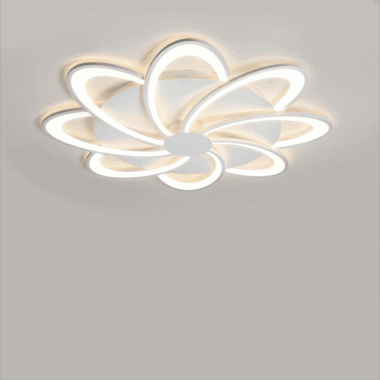 مصباح سقف LED شبه مسطح من الأكريليك على شكل ورقة طاحونة هوائية دائرية الشكل بتصميم معاصر لغرفة النوم