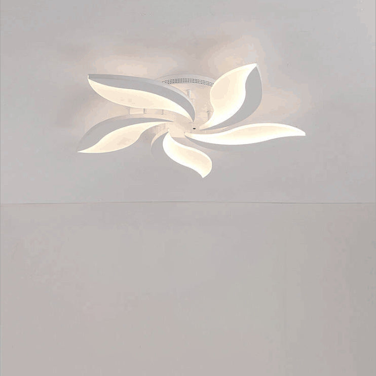مصباح سقف LED شبه مسطح من الأكريليك على شكل ورقة طاحونة هوائية دائرية الشكل بتصميم معاصر لغرفة النوم