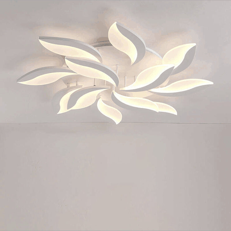 مصباح سقف LED شبه مسطح من الأكريليك على شكل ورقة طاحونة هوائية دائرية الشكل بتصميم معاصر لغرفة النوم
