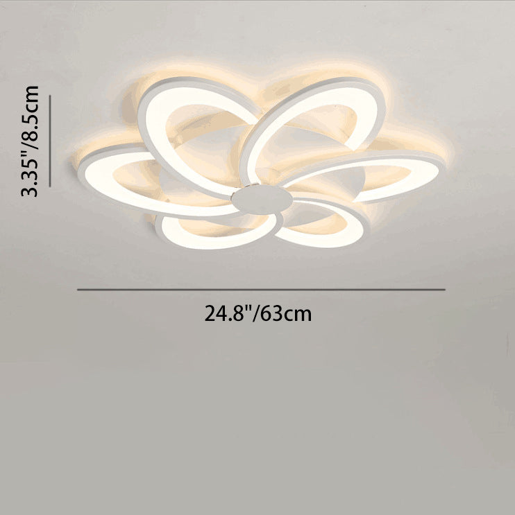 مصباح سقف LED شبه مسطح من الأكريليك على شكل ورقة طاحونة هوائية دائرية الشكل بتصميم معاصر لغرفة النوم