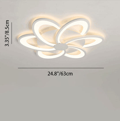 مصباح سقف LED شبه مسطح من الأكريليك على شكل ورقة طاحونة هوائية دائرية الشكل بتصميم معاصر لغرفة النوم