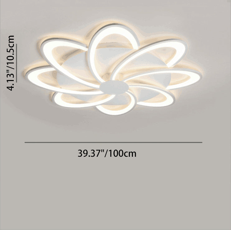 مصباح سقف LED شبه مسطح من الأكريليك على شكل ورقة طاحونة هوائية دائرية الشكل بتصميم معاصر لغرفة النوم