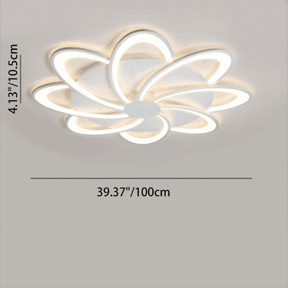مصباح سقف LED شبه مسطح من الأكريليك على شكل ورقة طاحونة هوائية دائرية الشكل بتصميم معاصر لغرفة النوم