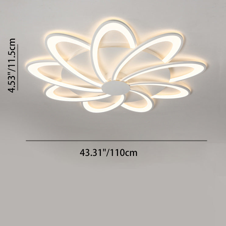 مصباح سقف LED شبه مسطح من الأكريليك على شكل ورقة طاحونة هوائية دائرية الشكل بتصميم معاصر لغرفة النوم