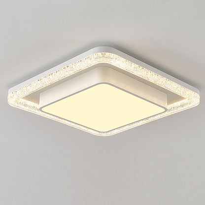 Modern Luxury Double Round Square Rectangular Iron Acrylic LED Flush Mount Ceiling Light For Living Room