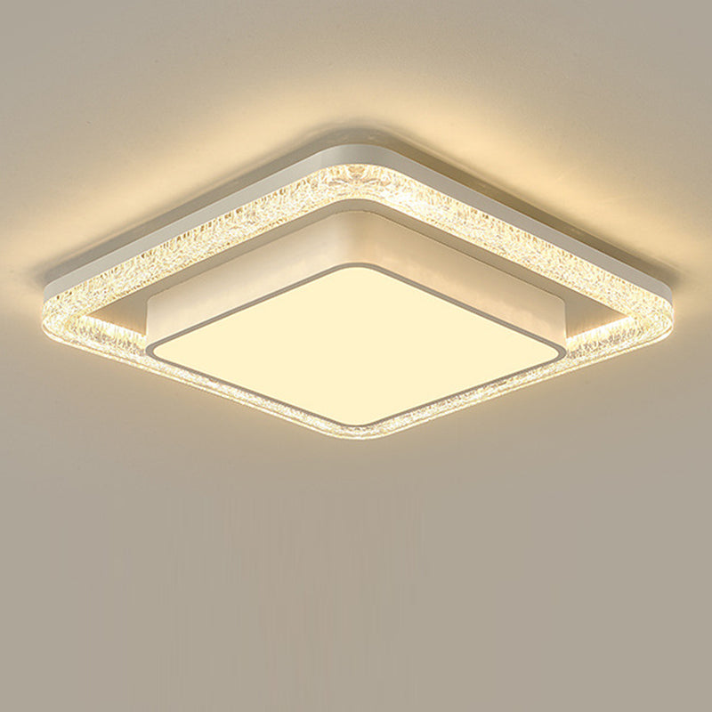Modern Luxury Double Round Square Rectangular Iron Acrylic LED Flush Mount Ceiling Light For Living Room